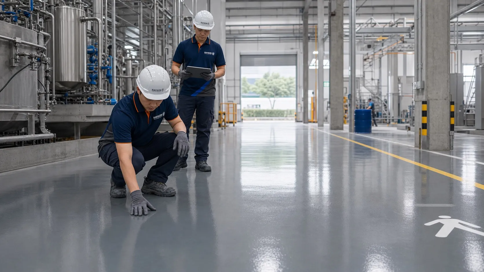 High-performance floor in a modern industrial facility sized for forklift and pallet traffic
