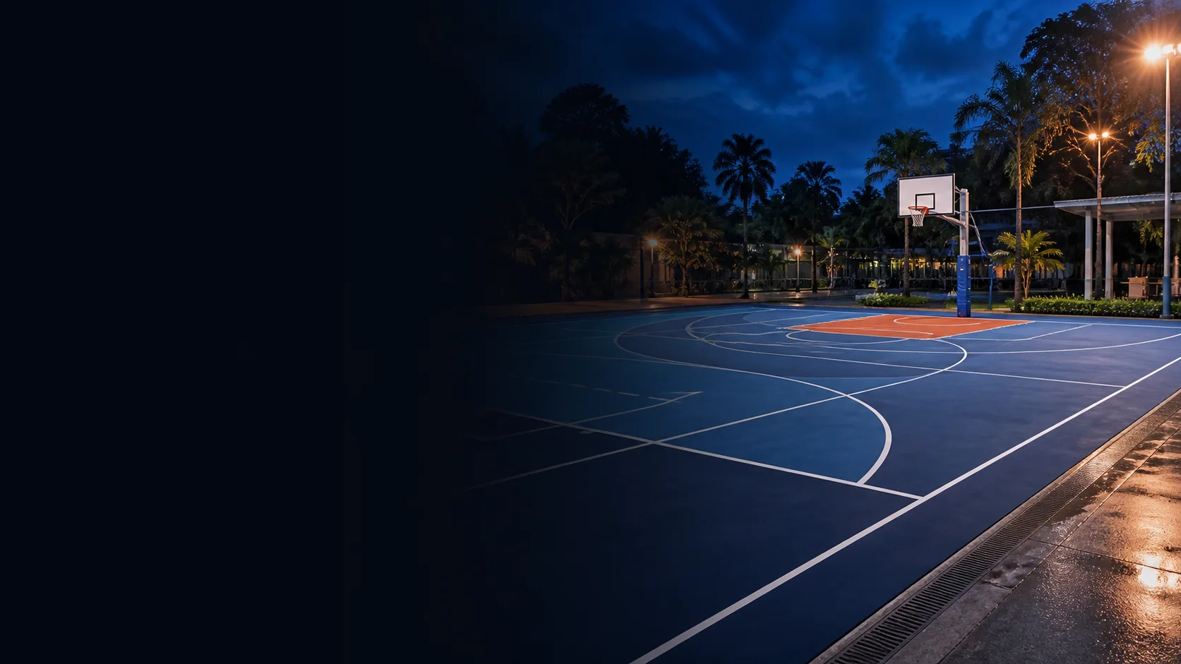 Singapore outdoor multi-purpose sports court after rain